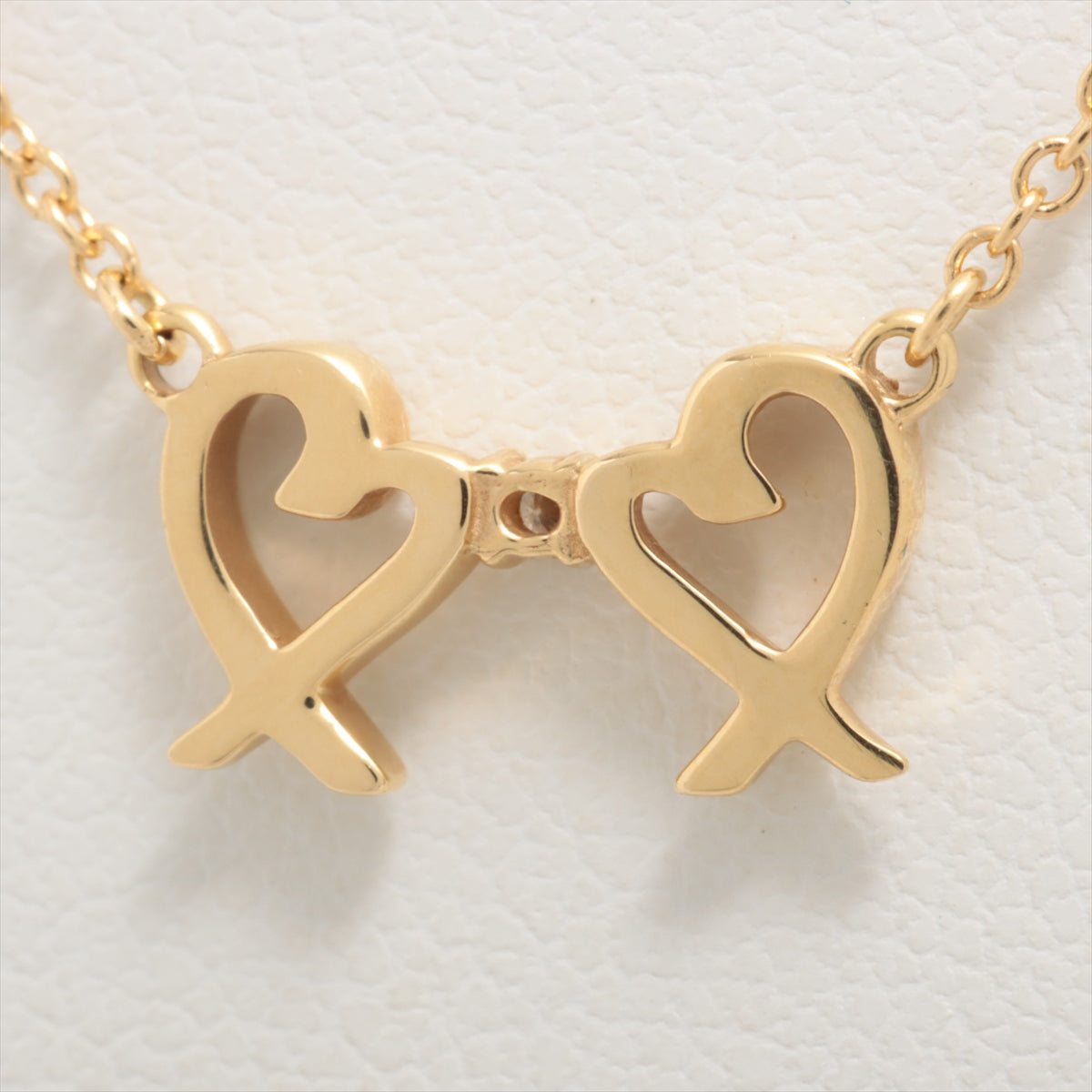 Tiffany Double Loving Heart diamond Necklace 750(YG) 2.2g