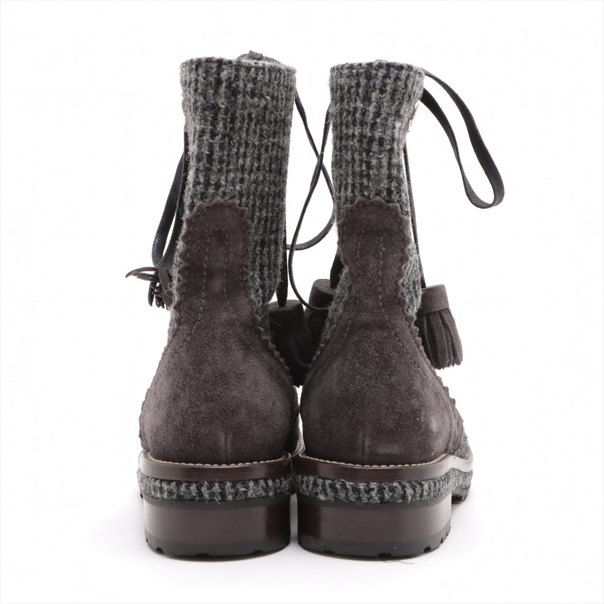 Chanel Coco Mark Fabric Short Boots 36 Ladies' Grey G29091 Tweed