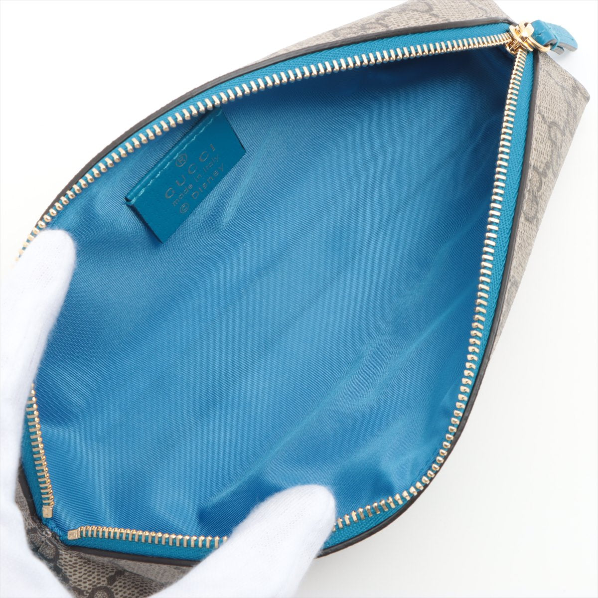 Gucci x Disney GG Supreme 662129 PVC & leather Pen Case Beige x blue