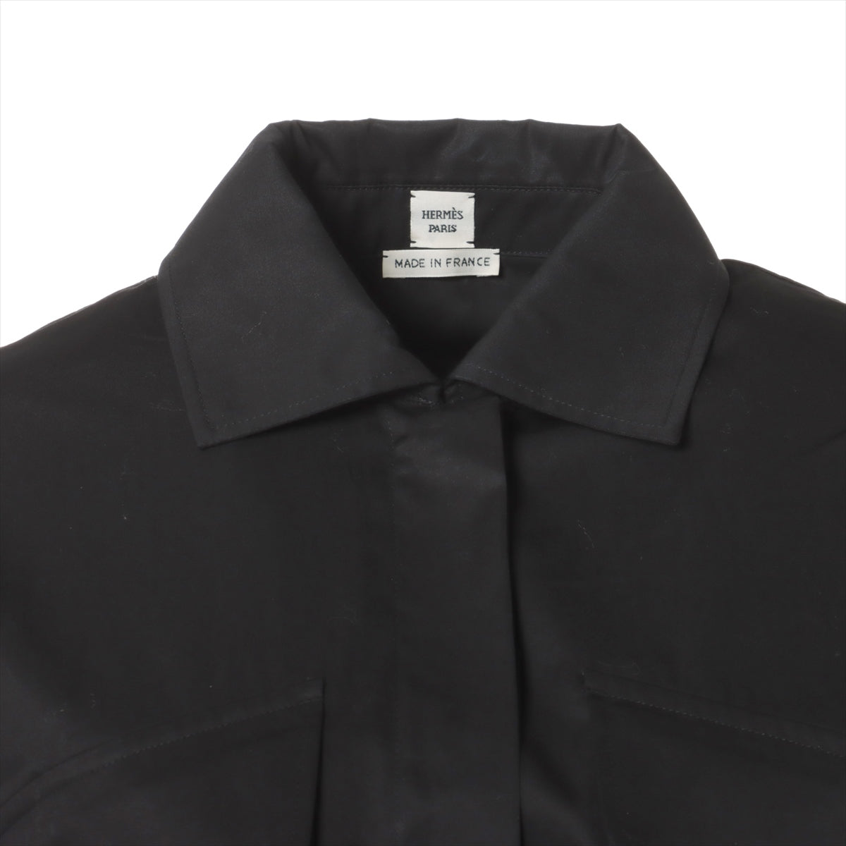 Hermès Cotton & Polyester Shirt 34 Ladies' Black  17-7604 Serie button Oversized
