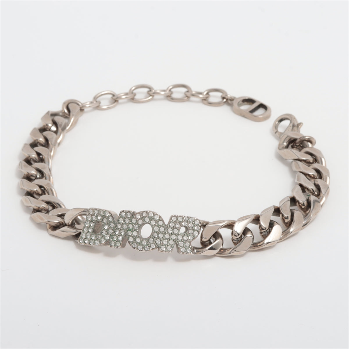 DIOR Dior logo Bracelet Metal x rhinestone Silver