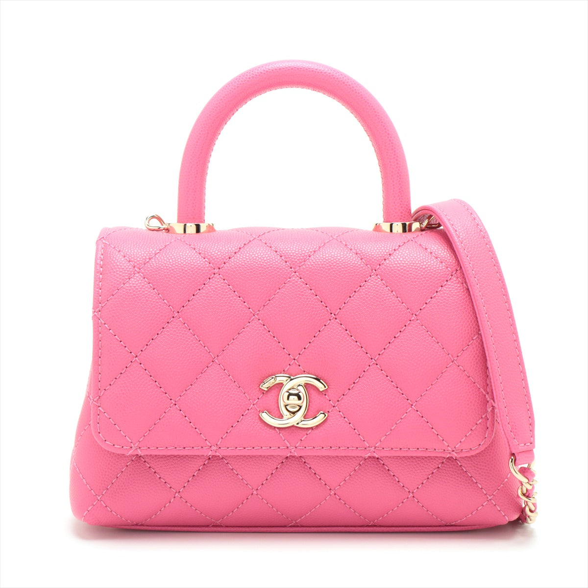 Chanel Coco Handle Caviarskin 2way handbag Pink Gold Metal fittings