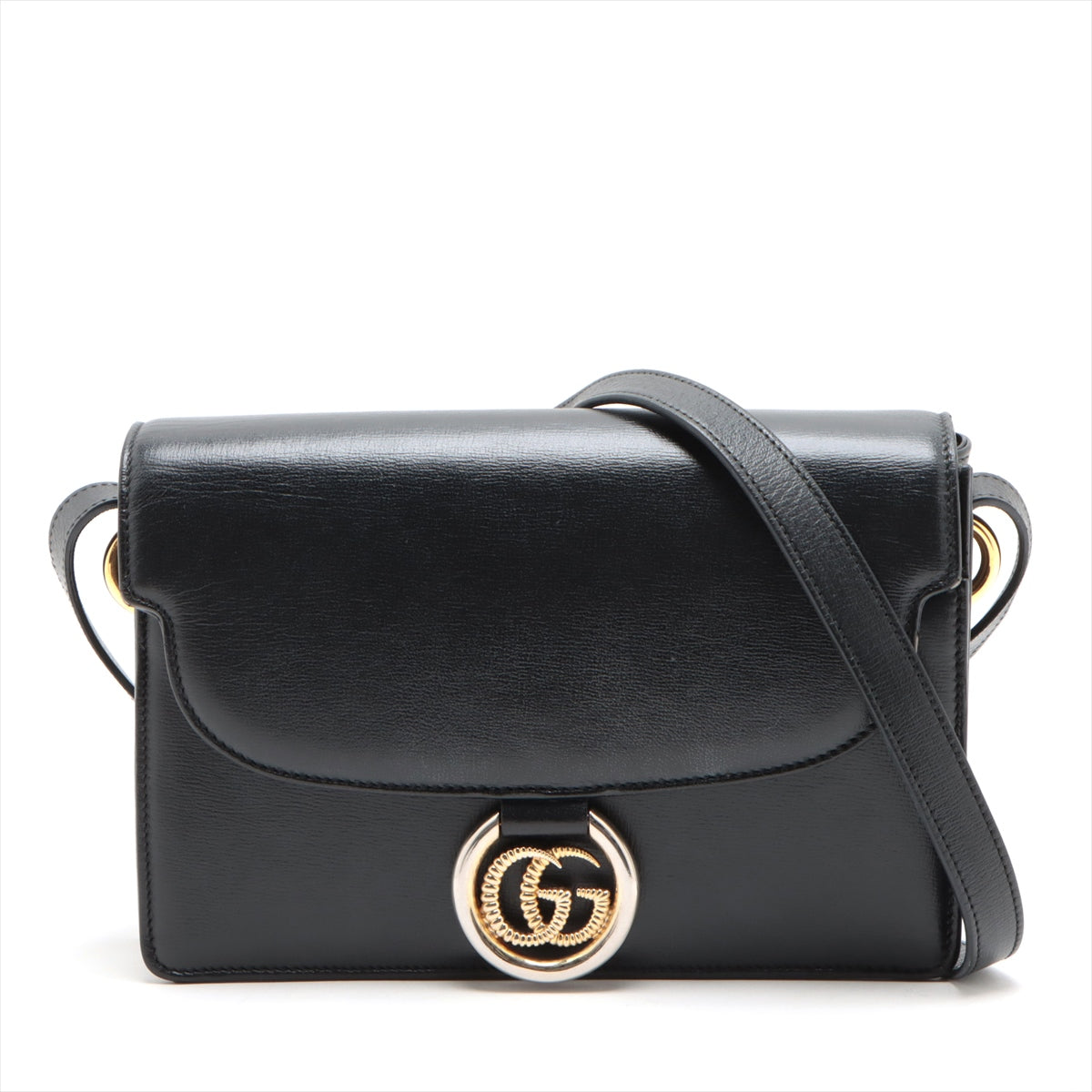 Gucci Double G Leather Shoulder bag Black 589474