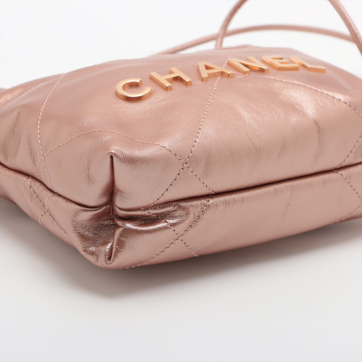 Chanel Chanel 22 mini Leather Chain Shoulder Bag Pink Gold Gold Metal Fittings