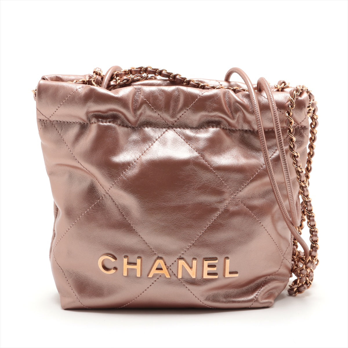 Chanel Chanel 22 mini Leather Chain Shoulder Bag Pink Gold Gold Metal Fittings
