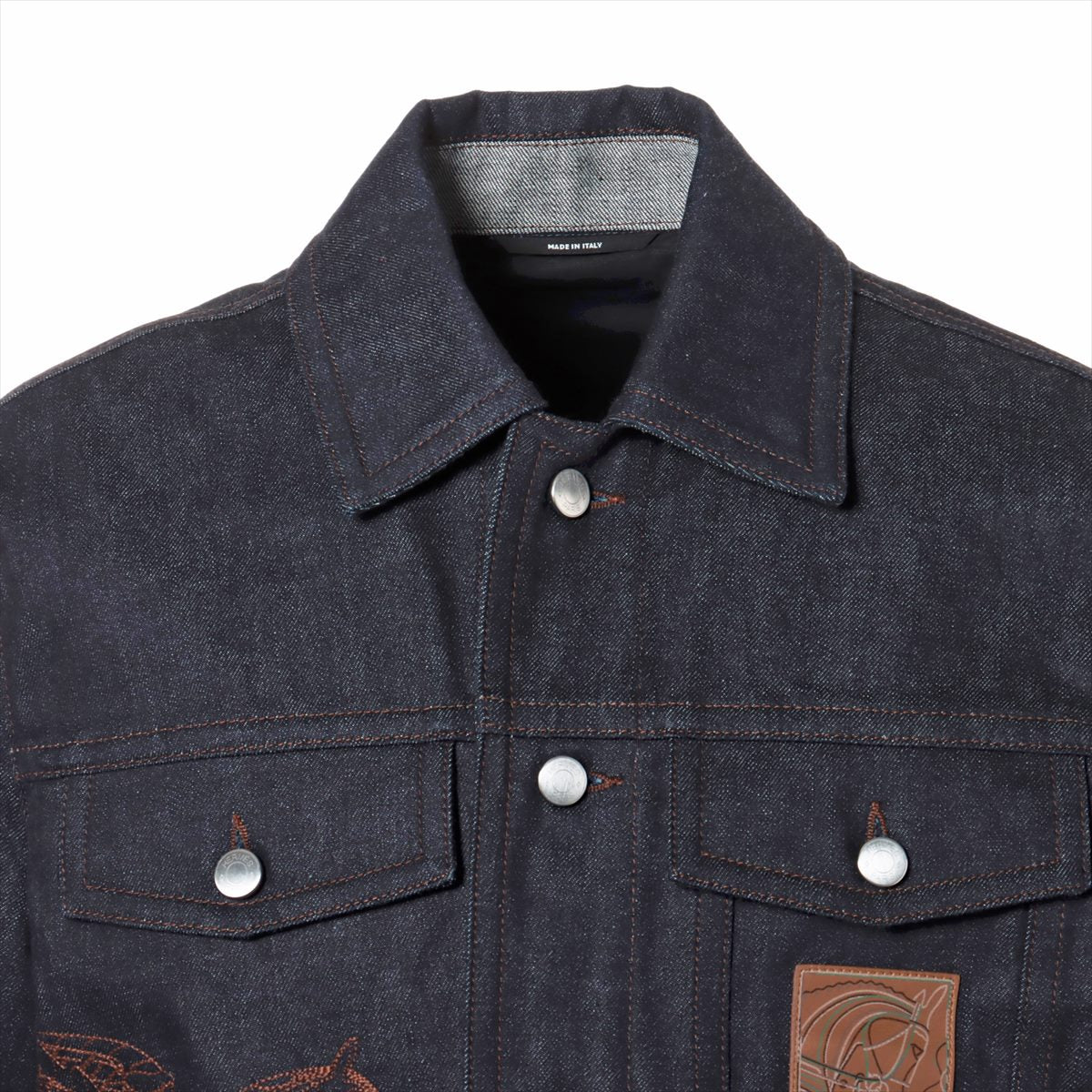 Hermès 23 years Cotton Denim jacket 48 Men's Navy blue  Icon Oh Kare Pegasus
