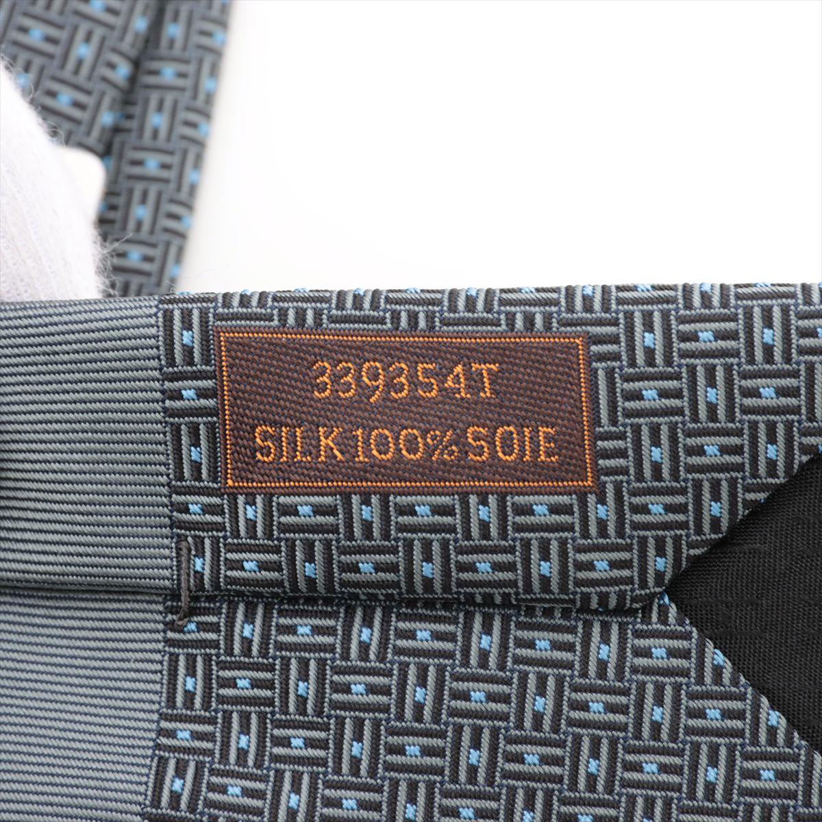 Hermès H Deco Necktie Silk Blue x gray