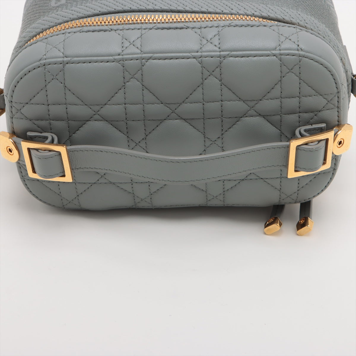 Christian Dior Cannage Leather 2 WAY VANITY BAG Gray