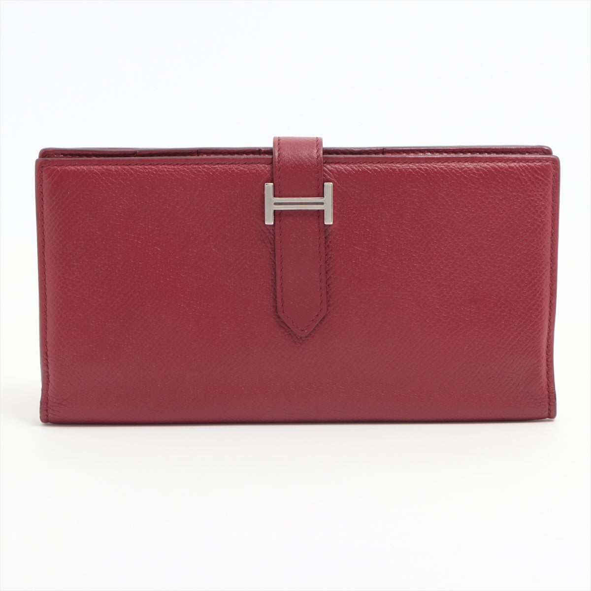 Hermès Bearn Soufflet Veau Epsom Wallet Red Silver Metal Fittings □N:2010