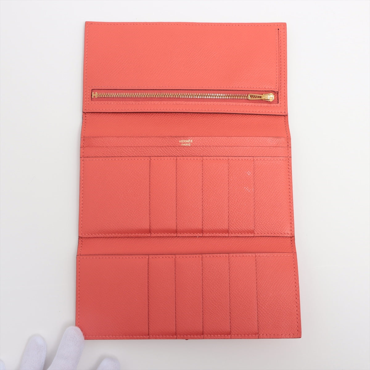 Hermès Bearn Dupri Veau Epsom Wallet Red Gold Metal Fittings T:2015