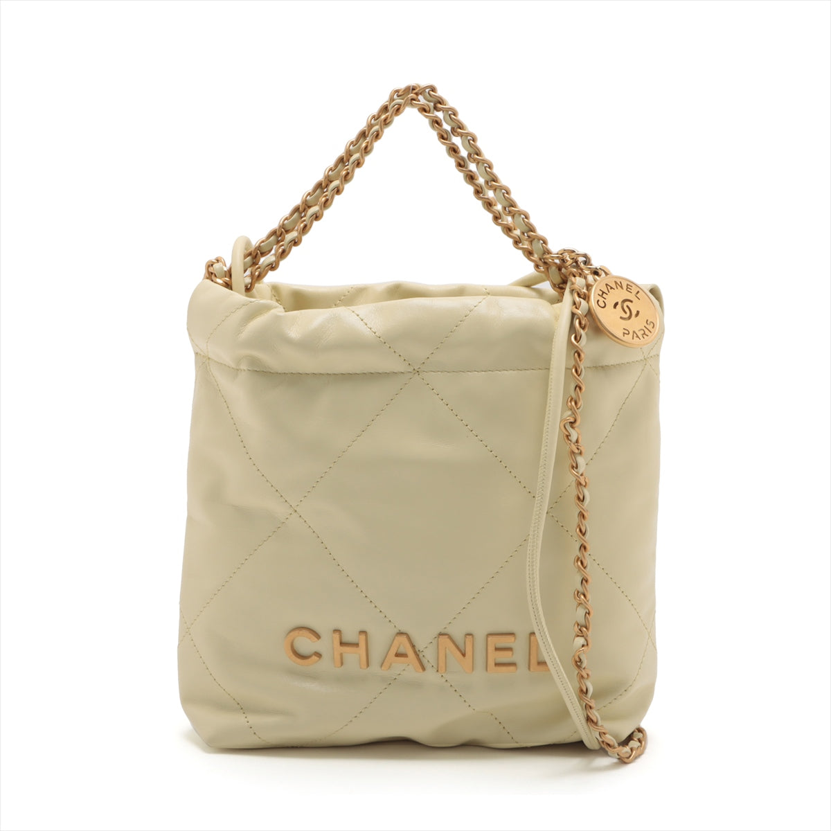 Chanel Chanel 22 mini Leather Chain shoulder bag Yellow Gold Metal fittings