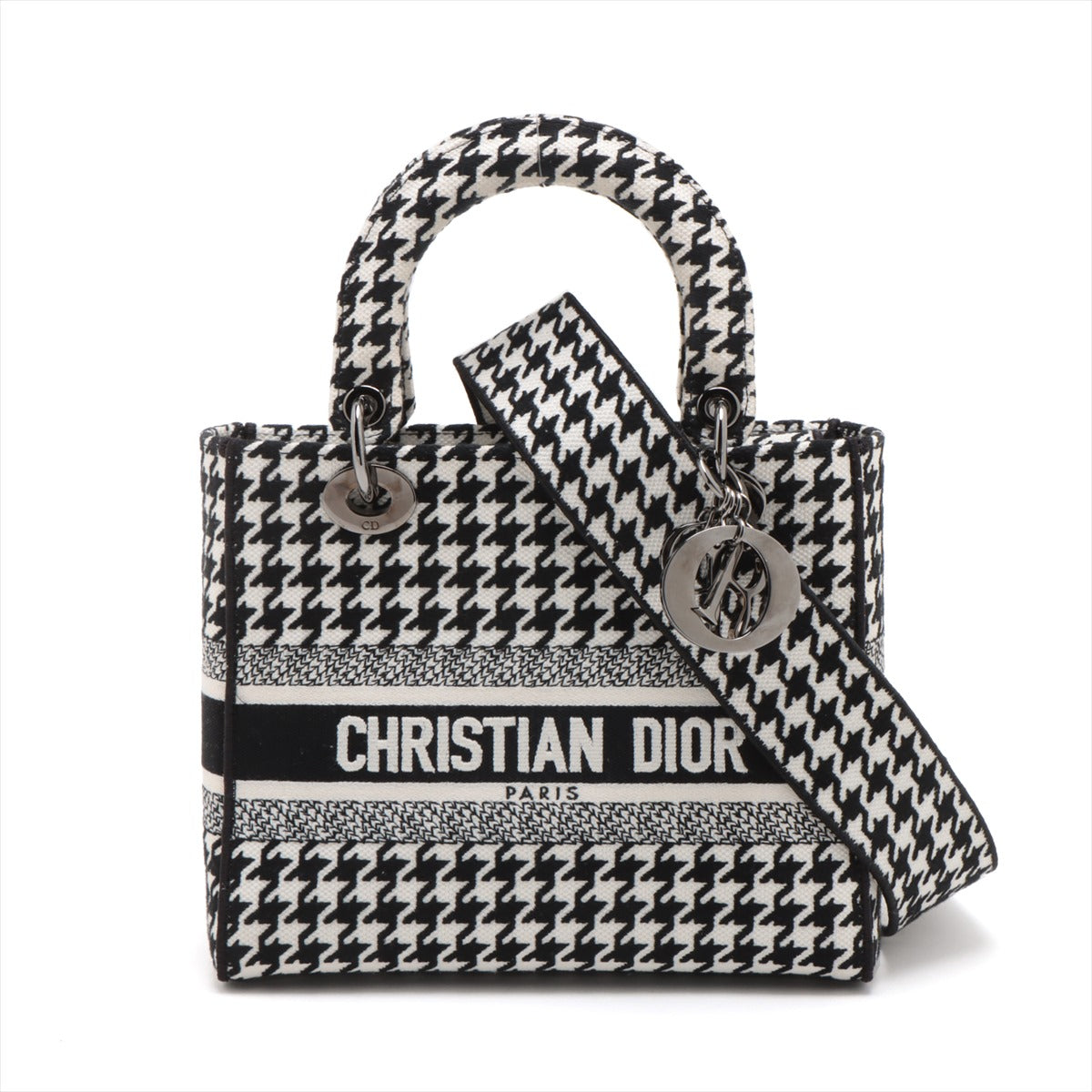 Christian Dior Lady Dior canvas 2way handbag Black × White