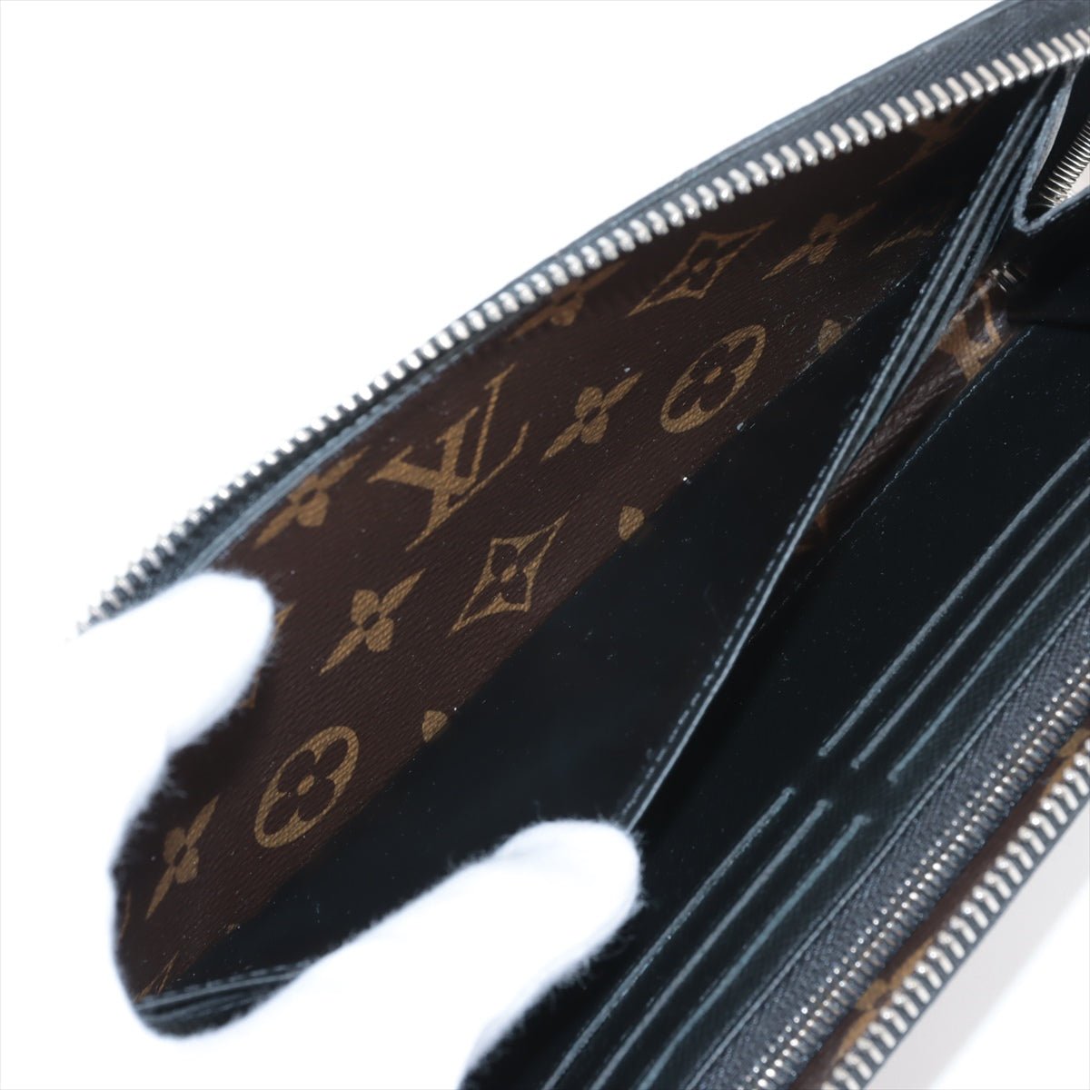 Louis Vuitton Monogram Macassar Zippy Dragonne M69407 Black × Brown Round-Zip-Wallet responsive RFID