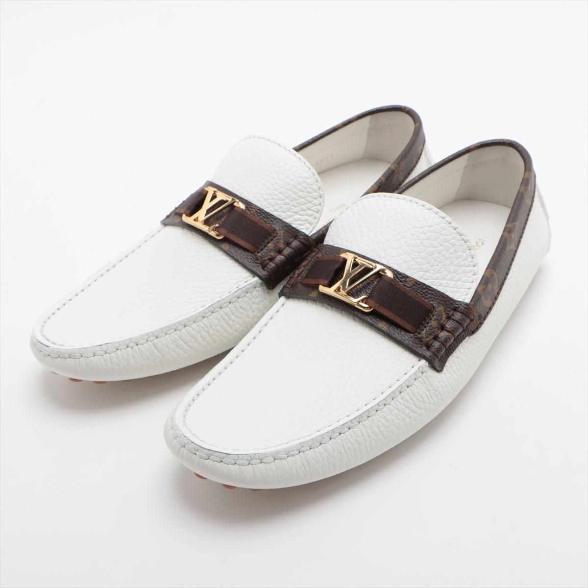 Louis Vuitton Hockenheim Line 21 years PVC & leather Driving shoes 7 1/2 Men's White x brown ND1211 Monogram LV Logo
