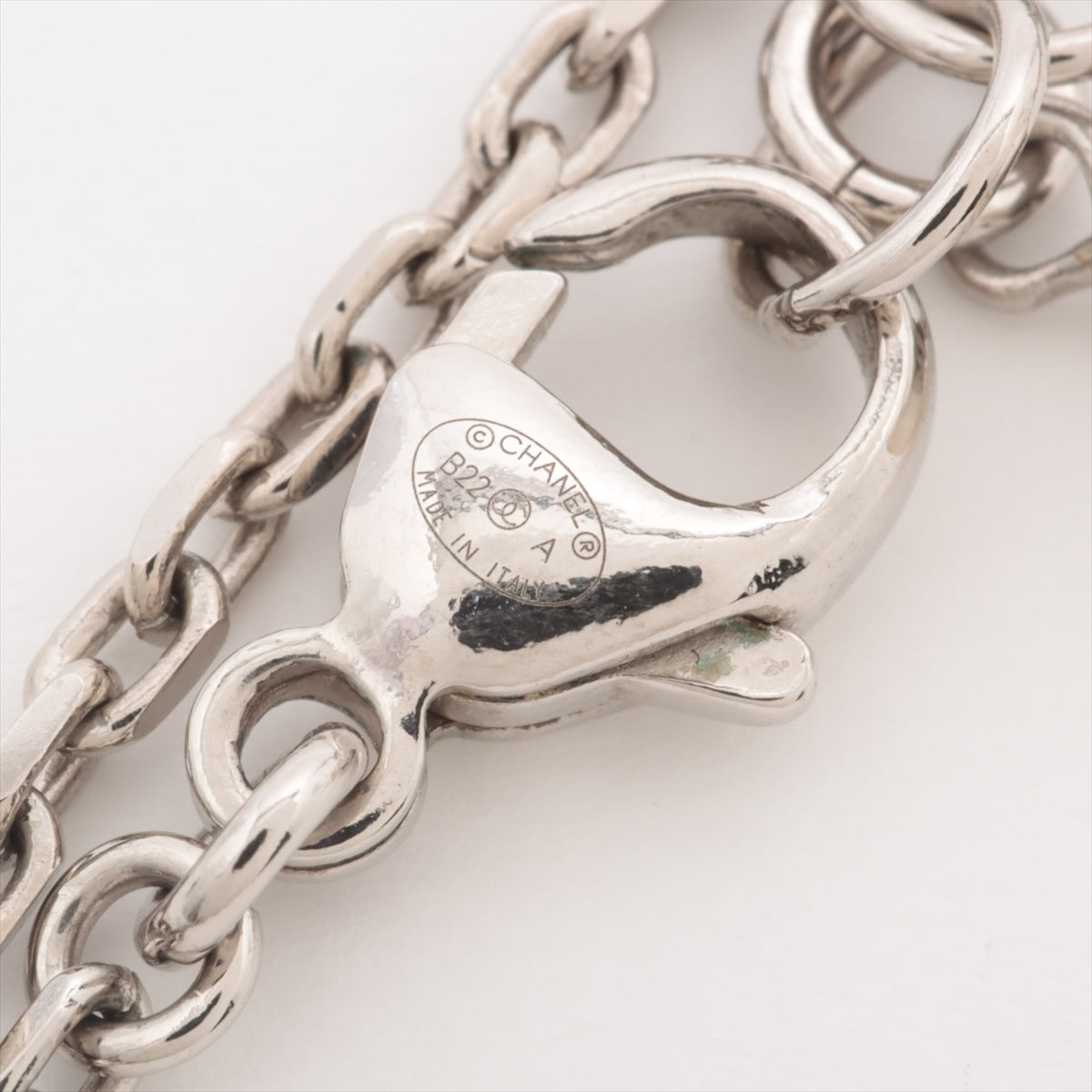 Chanel Coco Mark B22A Necklace GP×inestone Silver