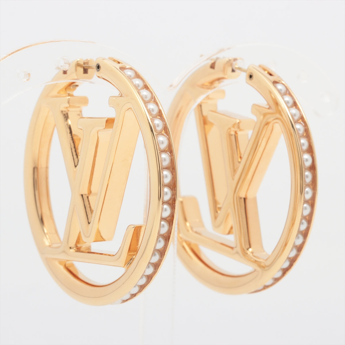 Louis Vuitton LE3233 Piercing jewelry (for both ears) GP x Imitation pearl Gold M01329 Piercing jewelry Hoop Louise Pearl