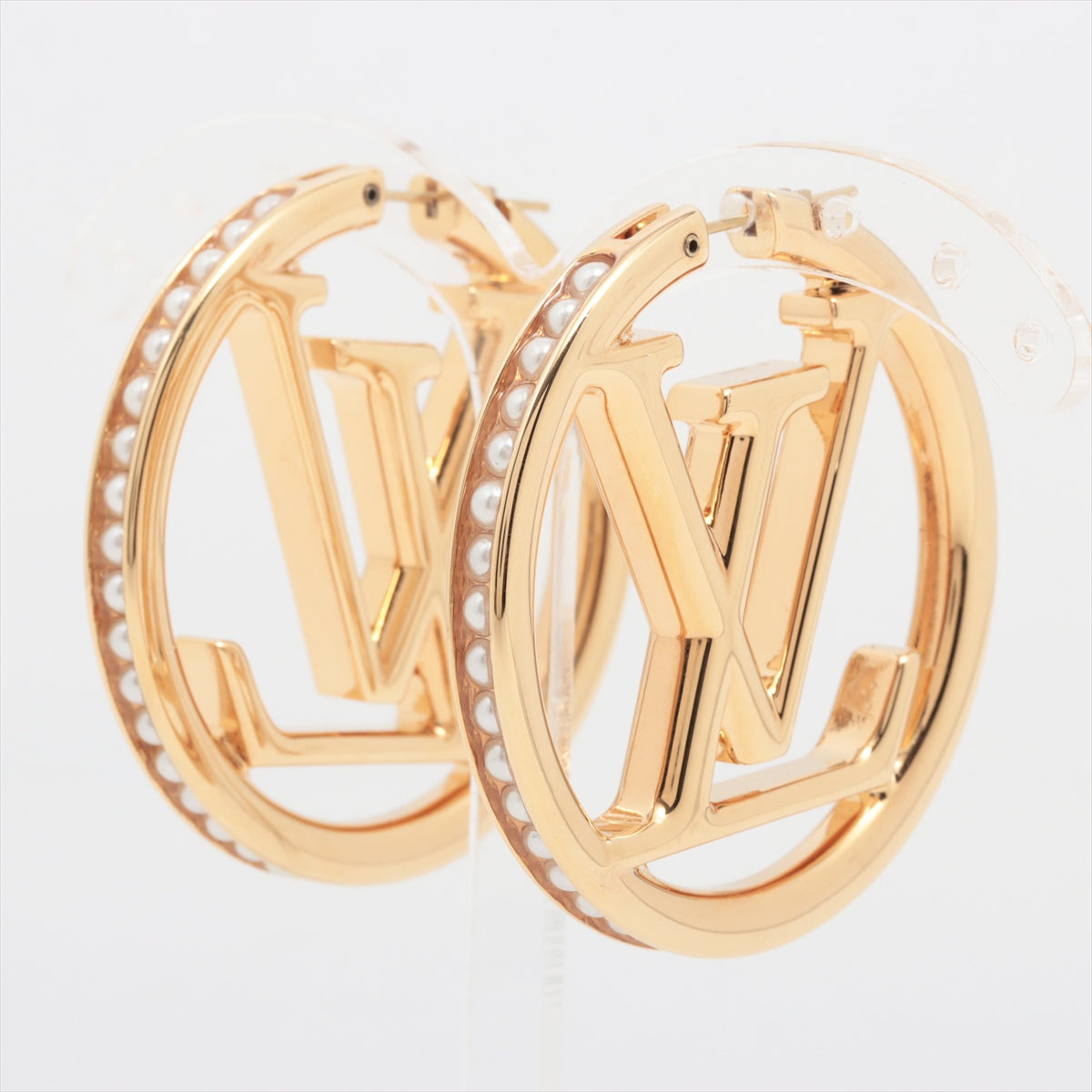 Louis Vuitton LE3233 Piercing jewelry (for both ears) GP x Imitation pearl Gold M01329 Piercing jewelry Hoop Louise Pearl