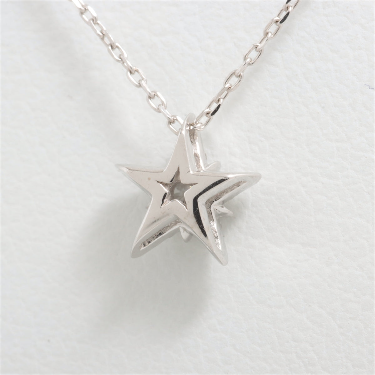 STAR JEWELRY diamond Necklace K18(WG) 1.1g 0.06