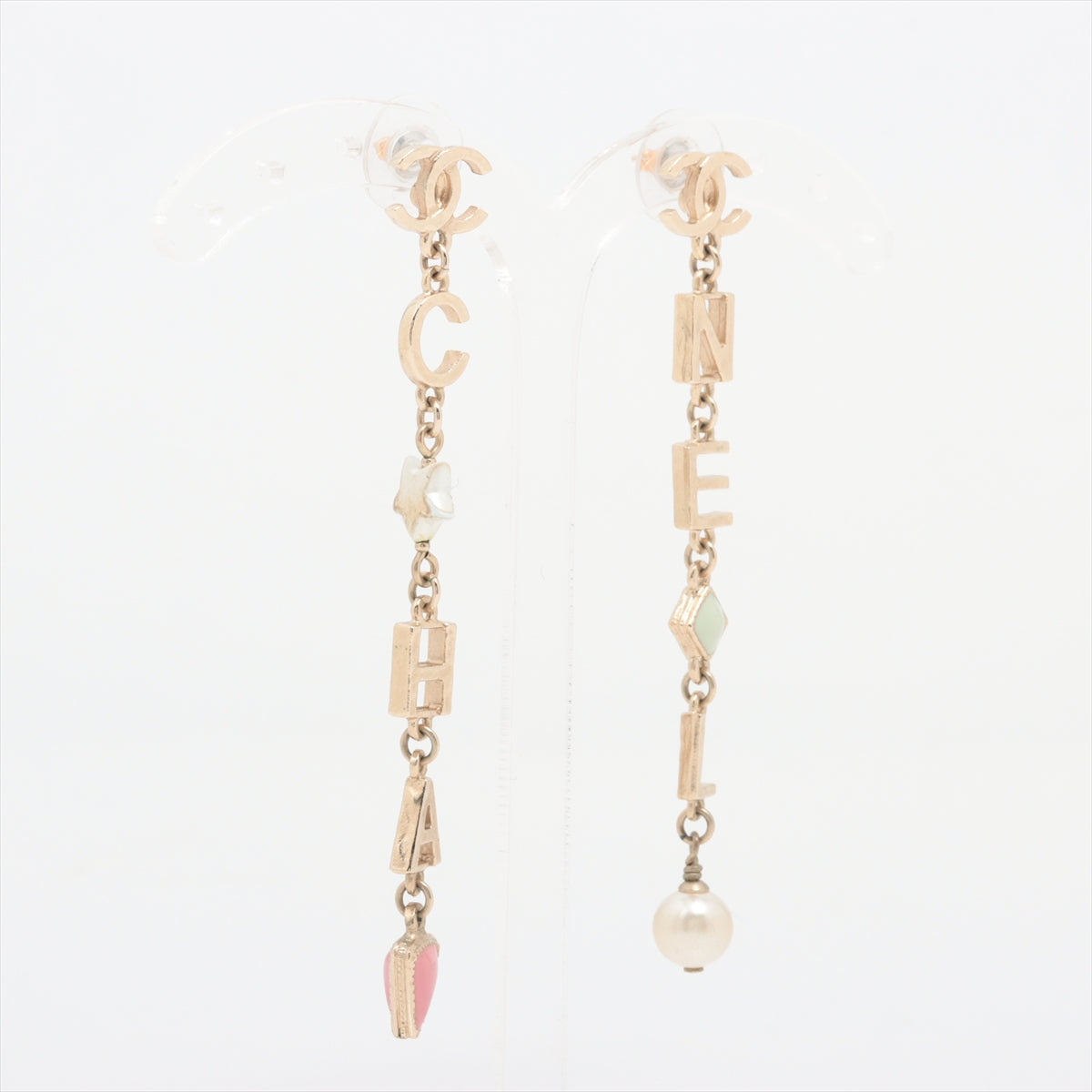 Chanel Coco Mark A19P Piercing jewelry (for both ears) GP x Imitation pearl Champagne Gold
