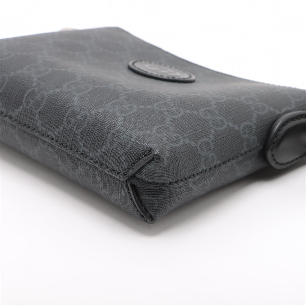 Gucci Interlocking G PVC & leather Shoulder bag Black 723306