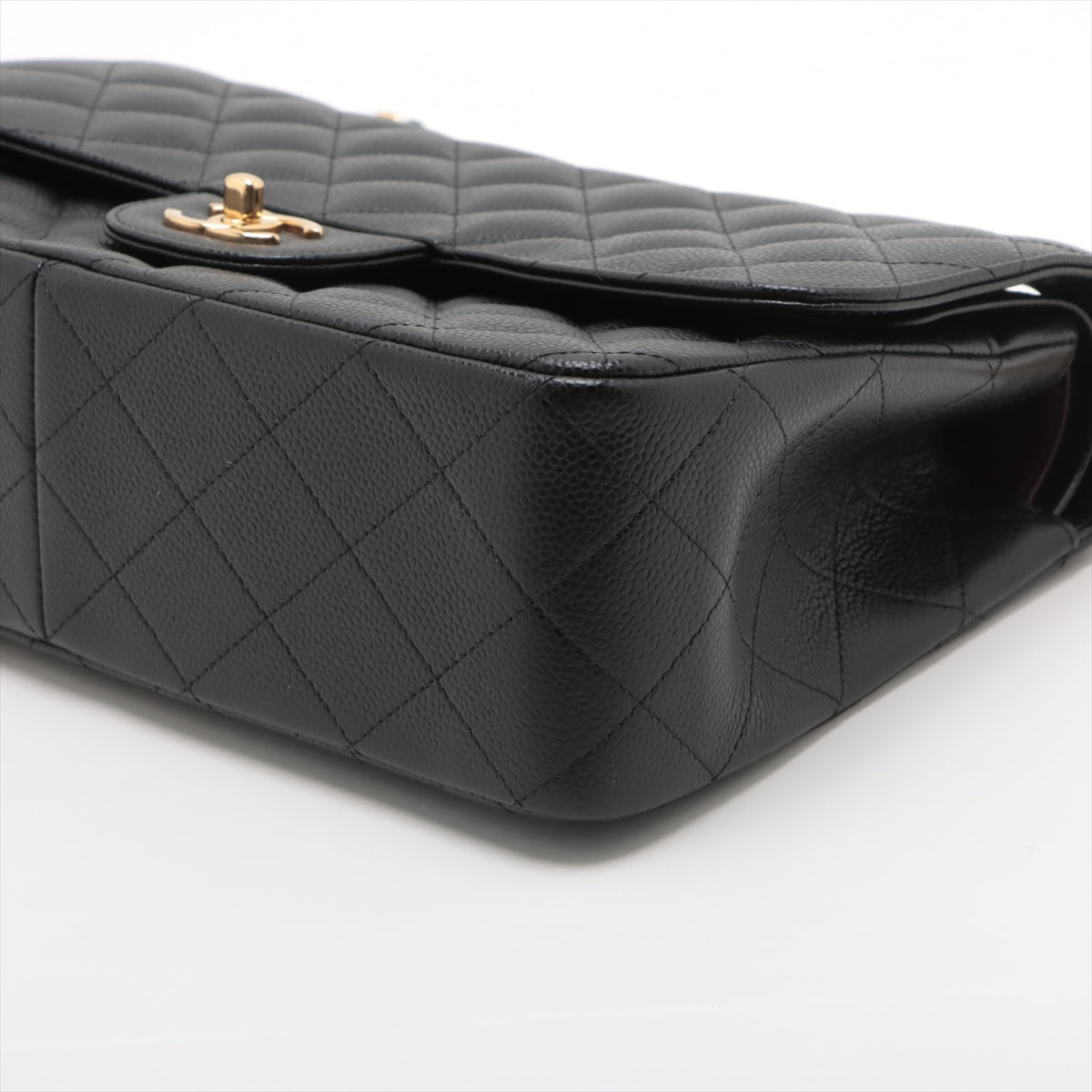 Chanel Big Matelasse Caviarskin Double flap Double chain bag Black Gold Metal fittings 19XXXXXX