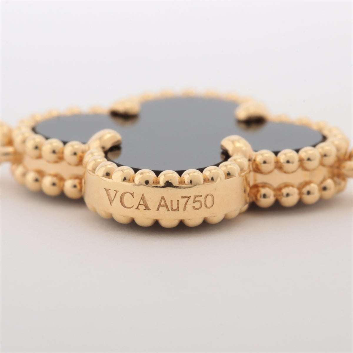 Van Cleef & Arpels Vintage Alhambra 10P Onyx Necklace 750(YG) 23.6g