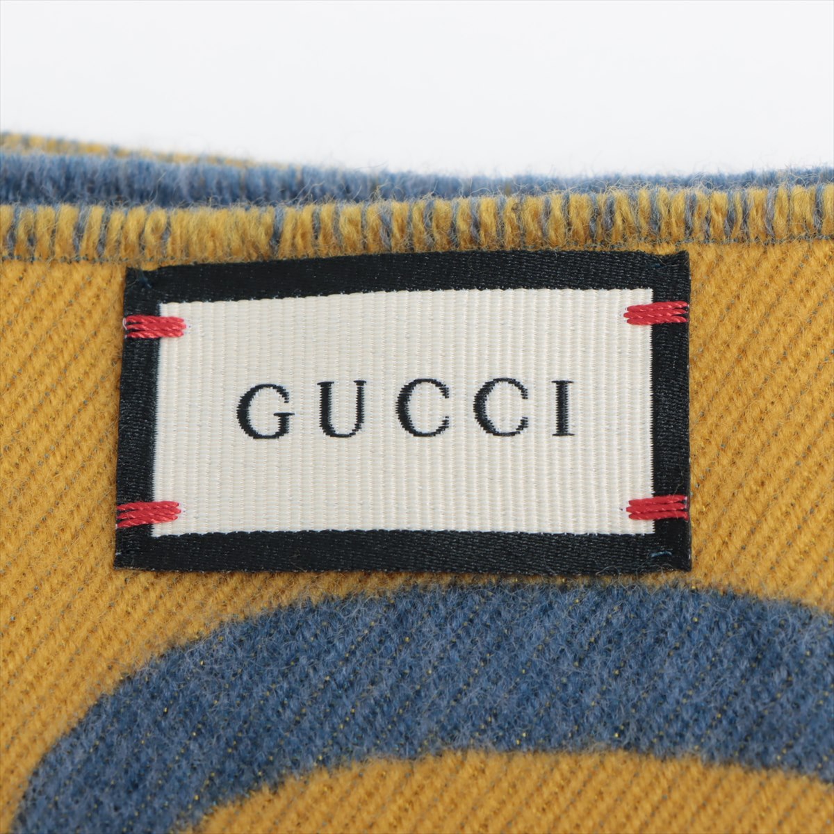 Gucci 495592 GG Scarf Wool & silk Yellow × Blue