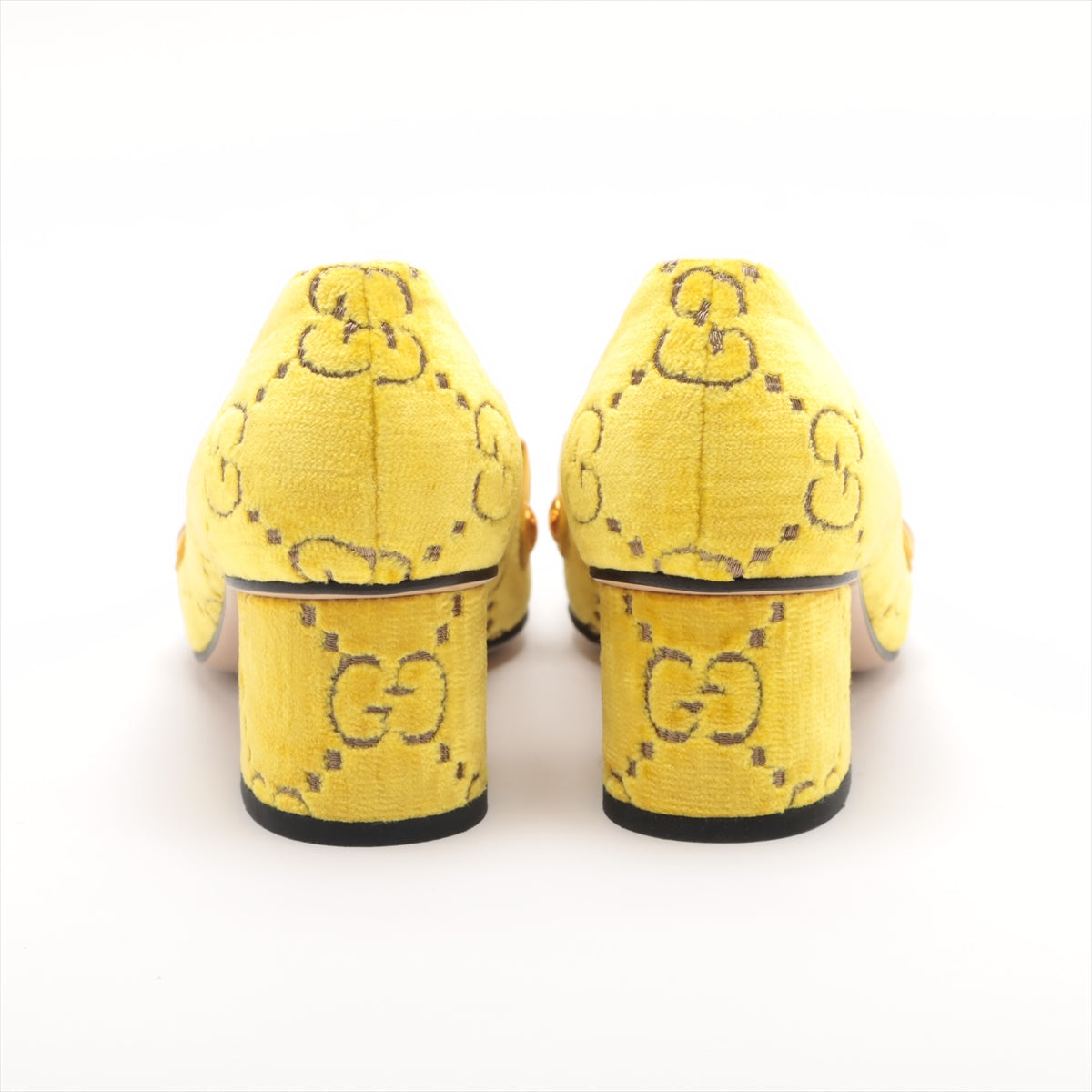 Gucci Velour Pumps 36 Ladies' Yellow 525085 Sylvie GG pattern