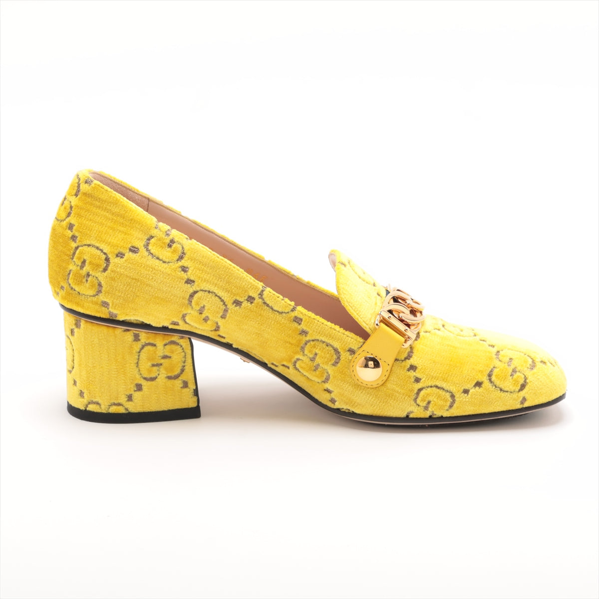 Gucci Velour Pumps 36 Ladies' Yellow 525085 Sylvie GG pattern