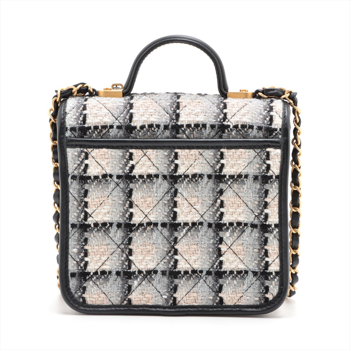 Chanel Coco Mark Tweed x Leather 2way shoulder bag Top handle Multicolor Gold Metal fittings