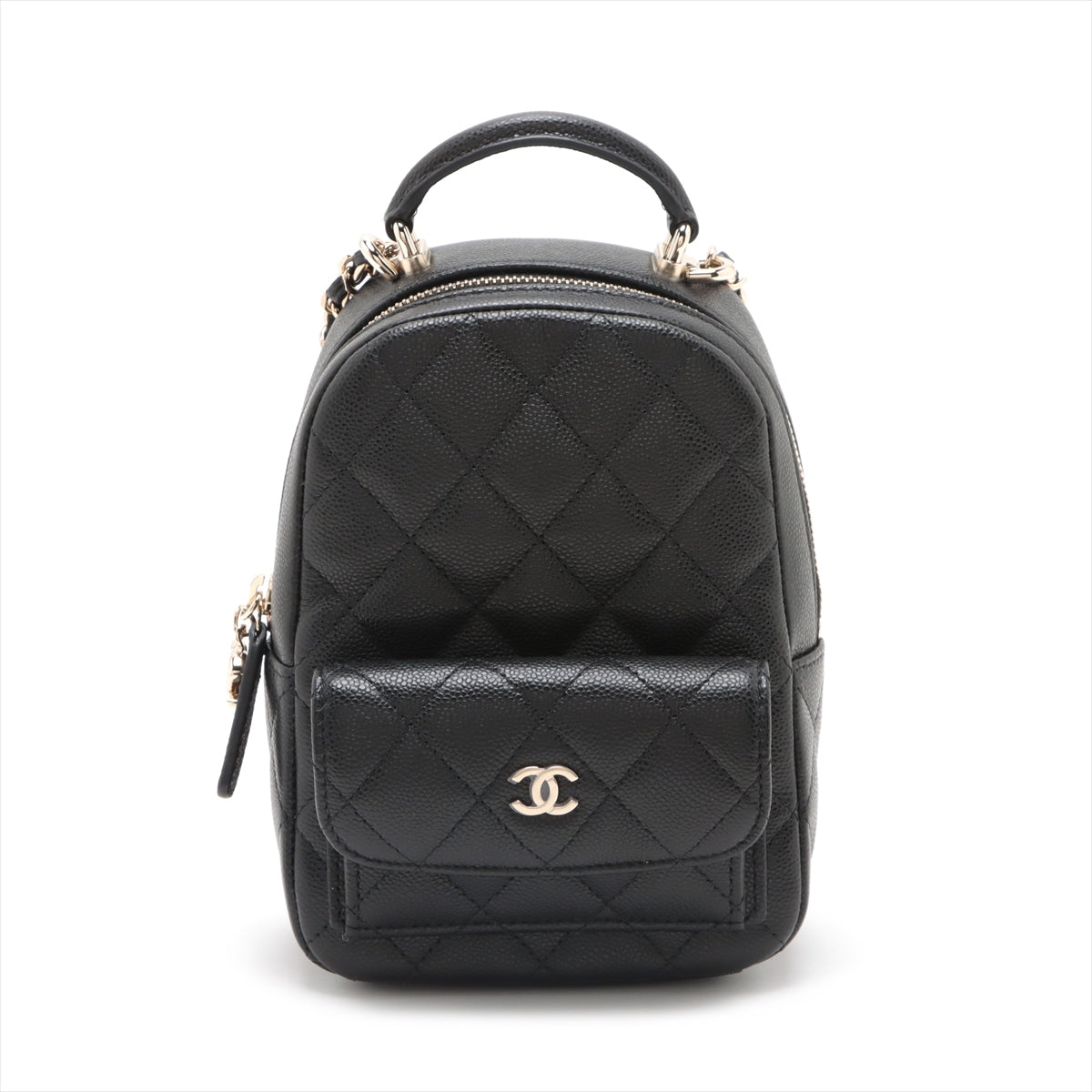 Chanel Matelasse Caviarskin Chain backpack Black Gold Metal fittings