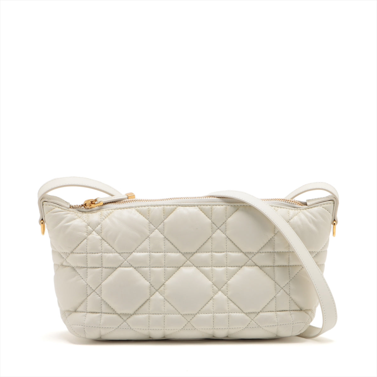 DIOR Cannage nomad pouch Leather 2way handbag White