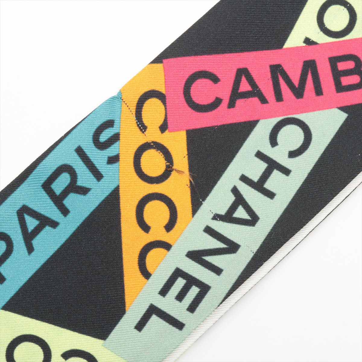 Chanel Logo Scarf Silk Multicolor Coco Mark Cambon