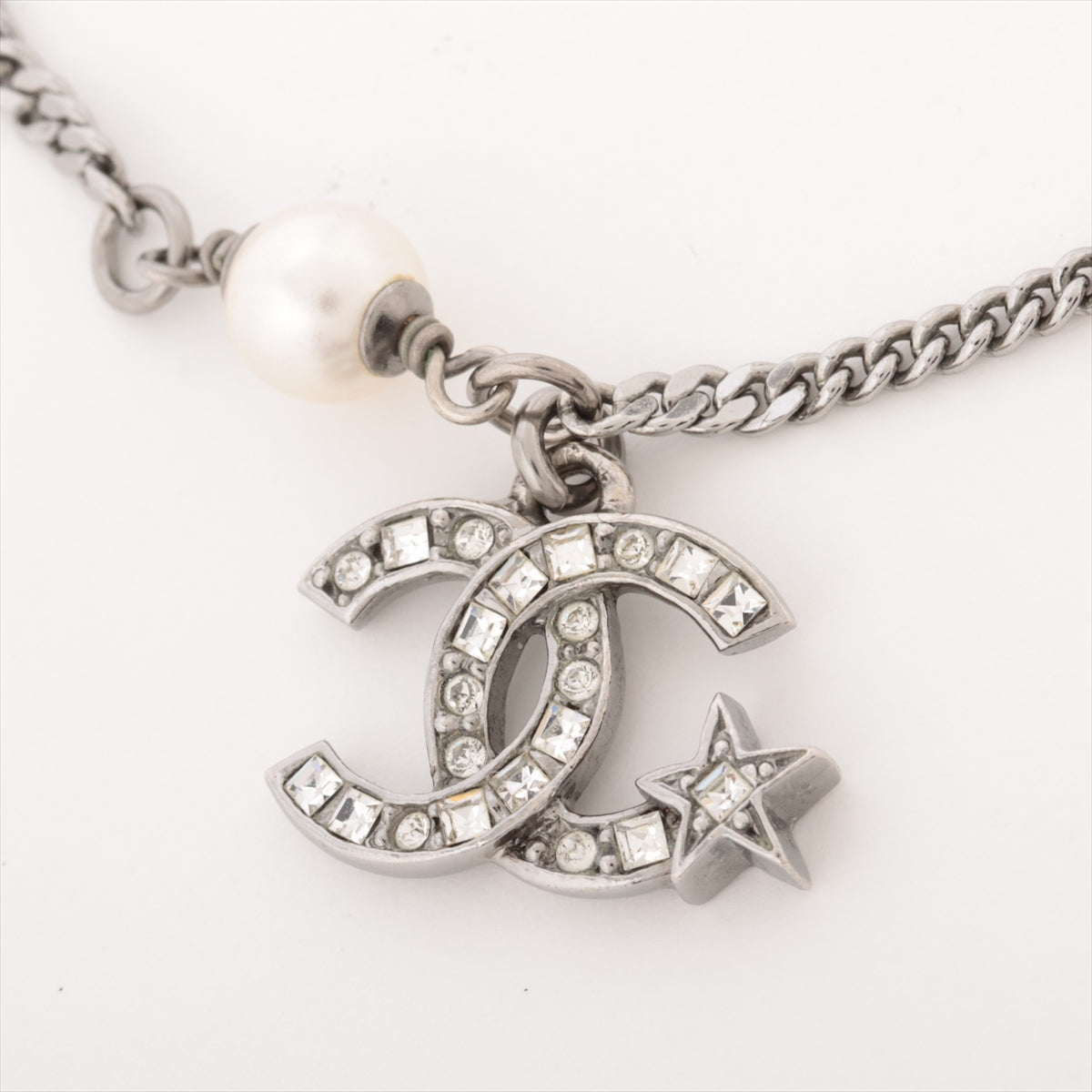 Chanel Coco Mark Star C21S Bracelet GP x rhinestone x imitation pearl Silver