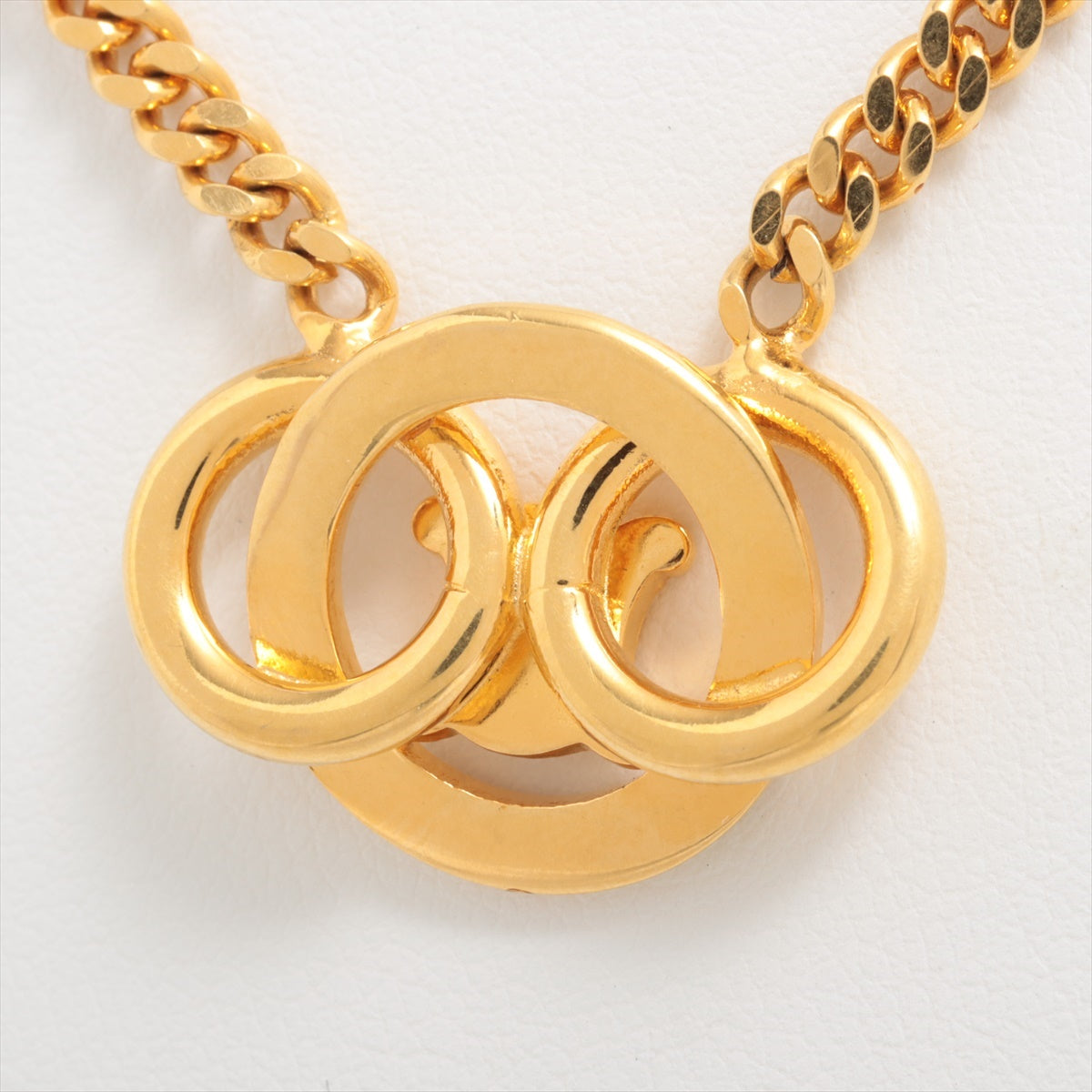 CELINE Macadam Necklace GP×inestone Gold Scratched Wears