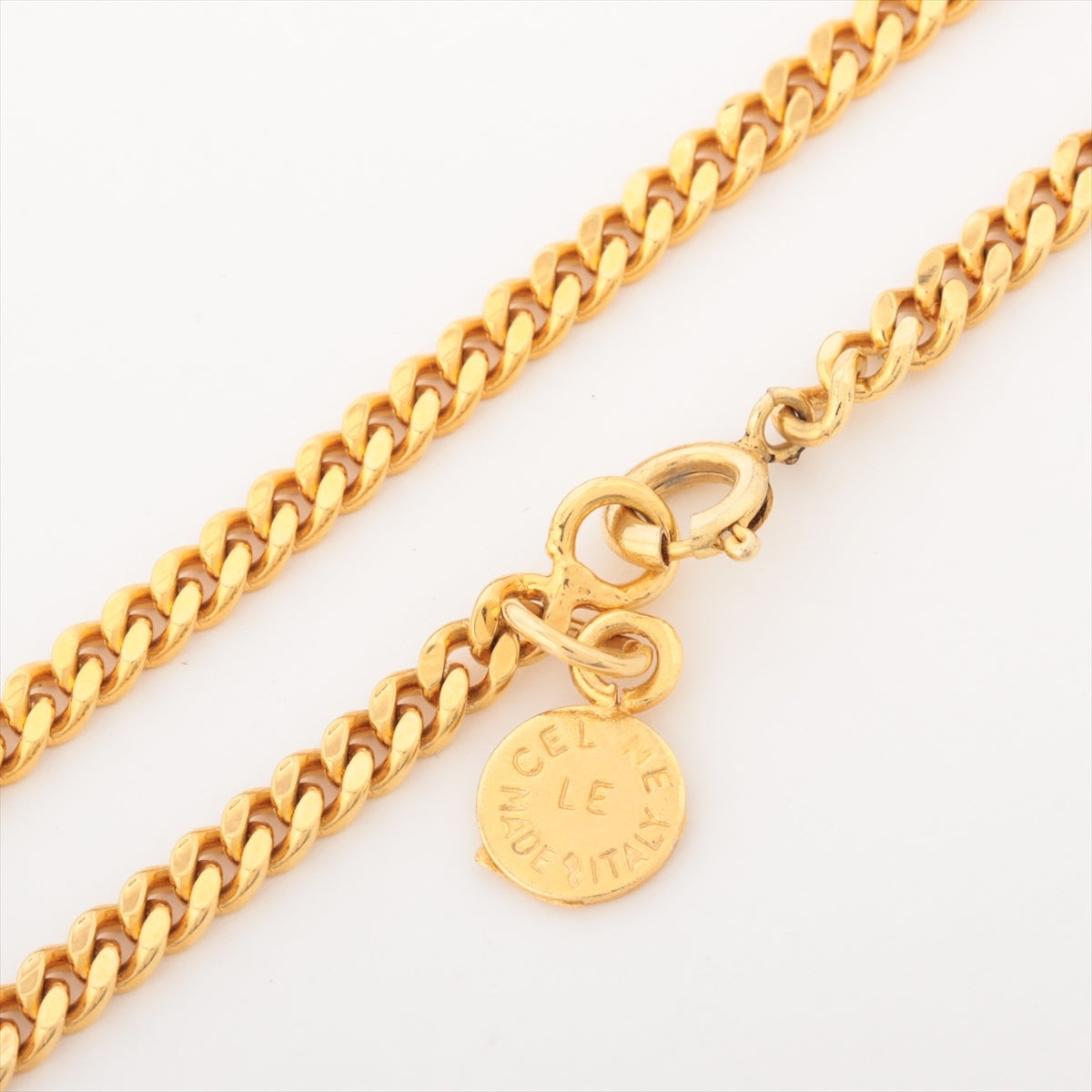 CELINE Macadam Necklace GP×inestone Gold Scratched Wears