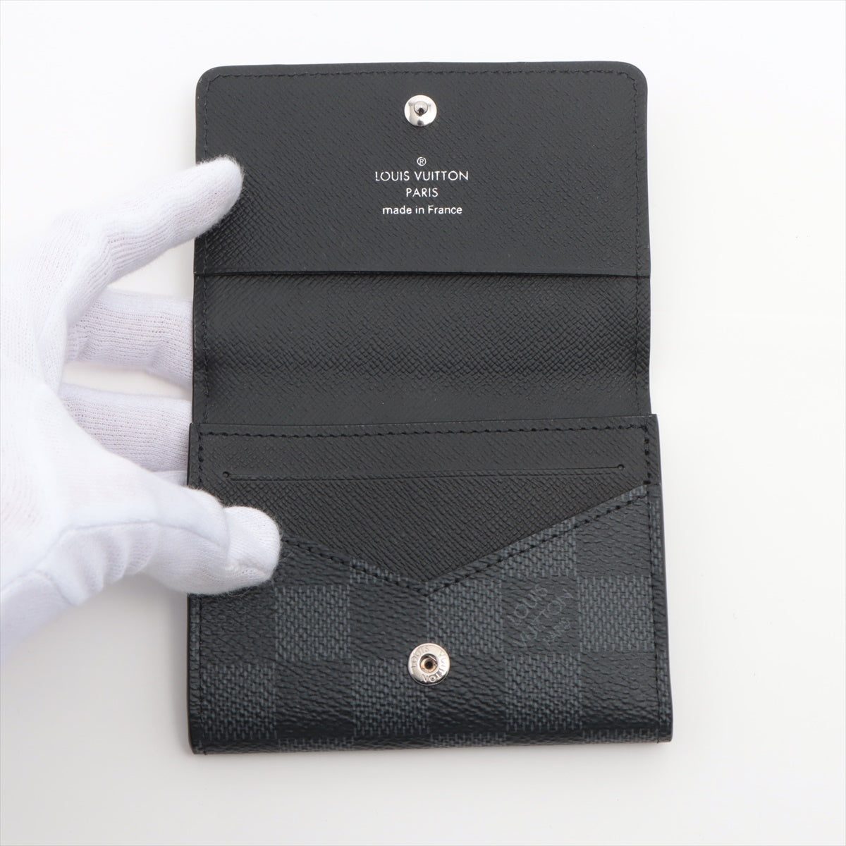 Louis Vuitton Damier Graphite Annveloop Cult de visite N63338 Black Card Case responsive RFID