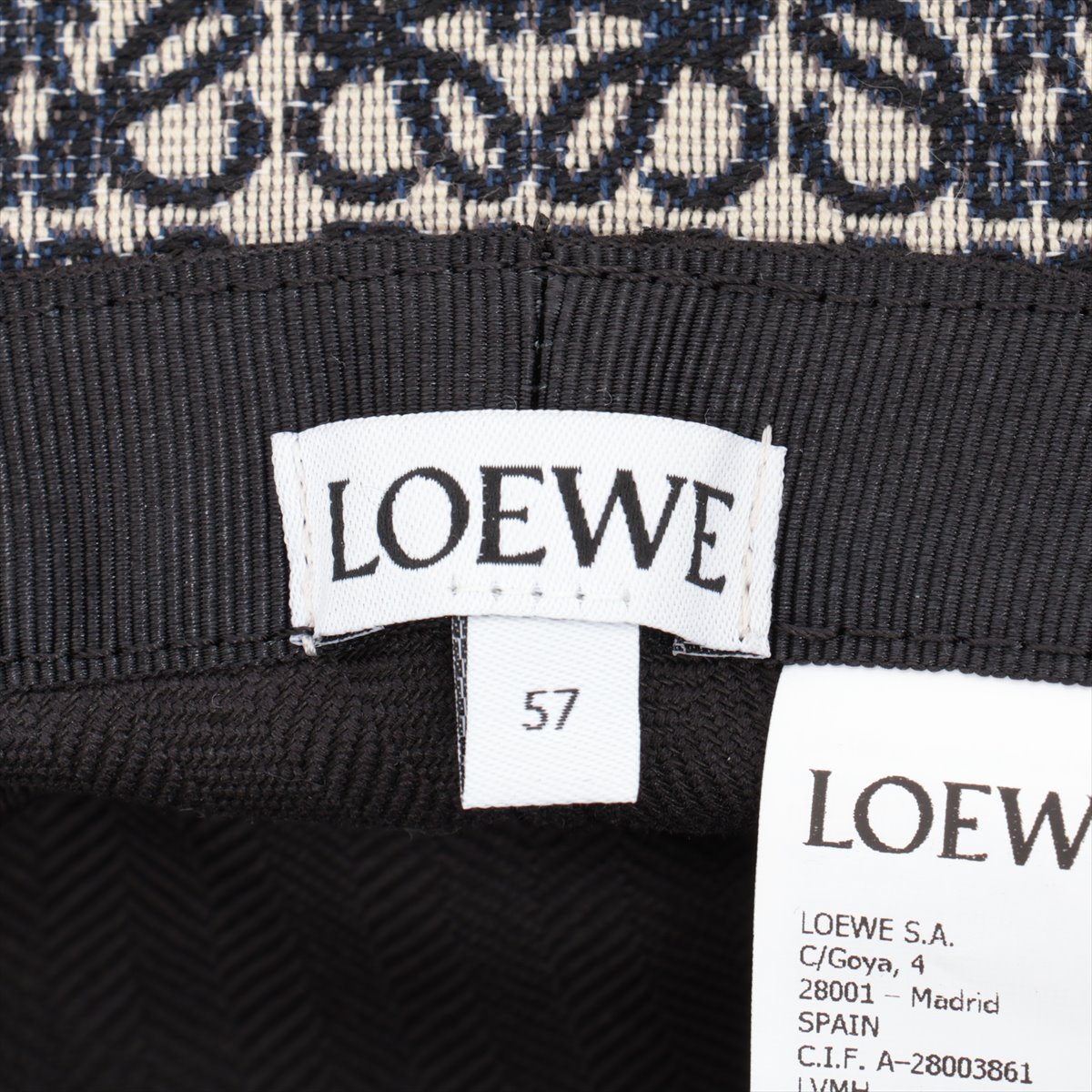 Loewe Anagram Hat 57 Cotton & Polyester Beige x navy