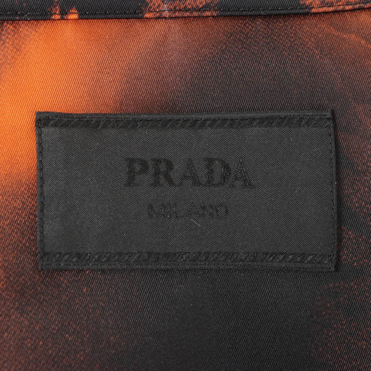 Prada Triangle logo 22 years Nylon Shirt XS Men's Black x orange  Re Nylon SC513