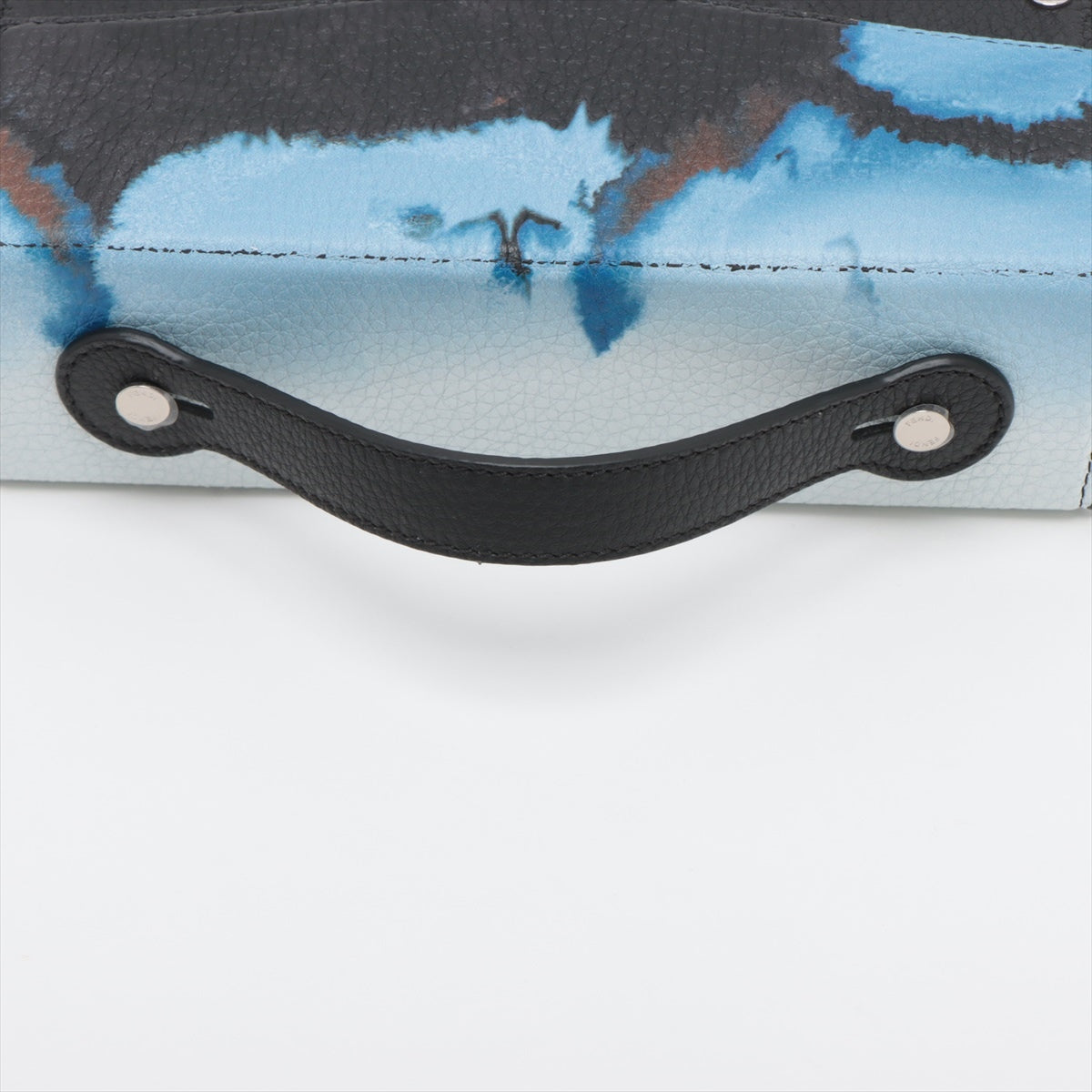 Fendi Soft Trunk Leather 2 Way Shoulder Bag Blue x Black 7VA565