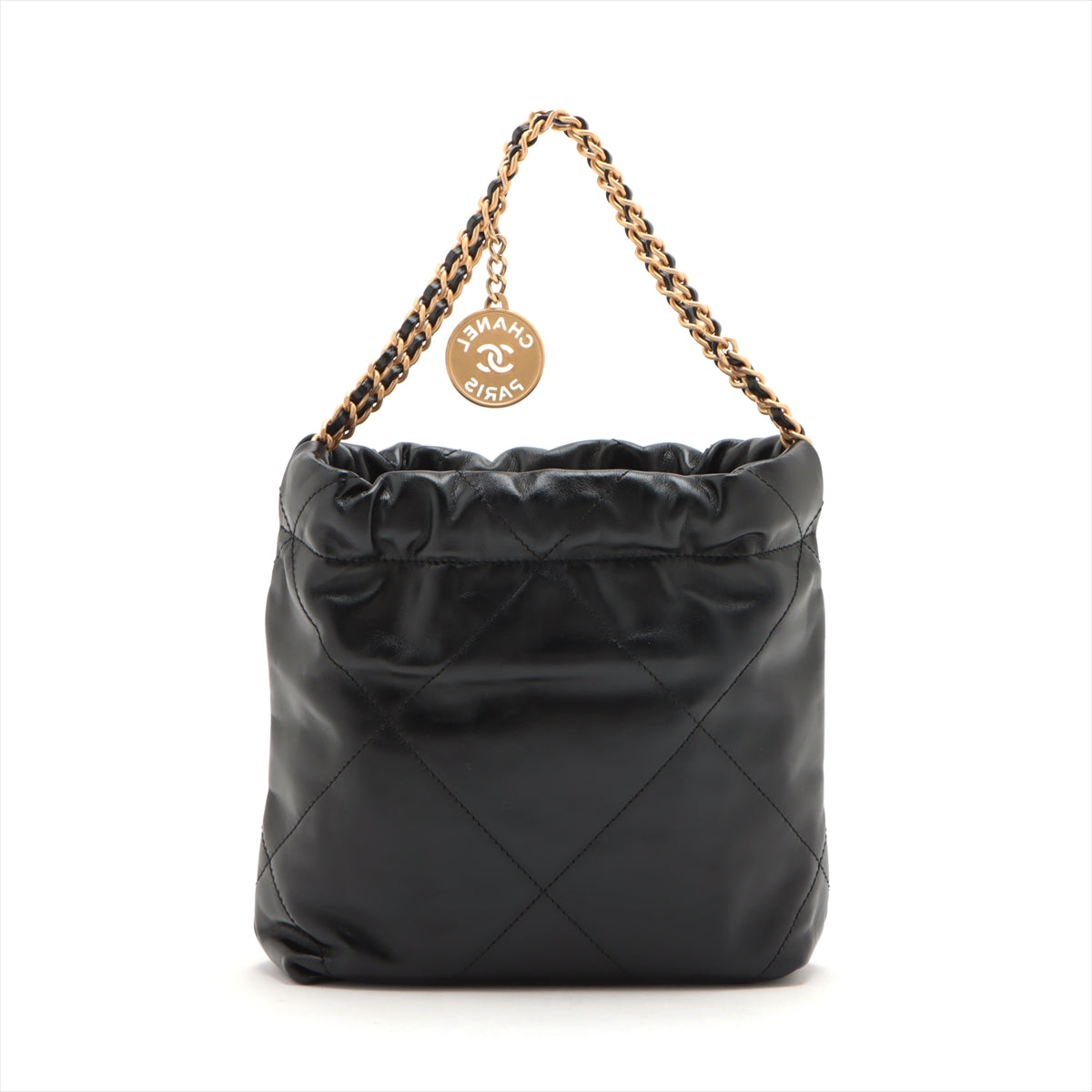 Chanel Chanel 22 mini shiny calfskin 2way shoulder bag Black Gold Metal fittings