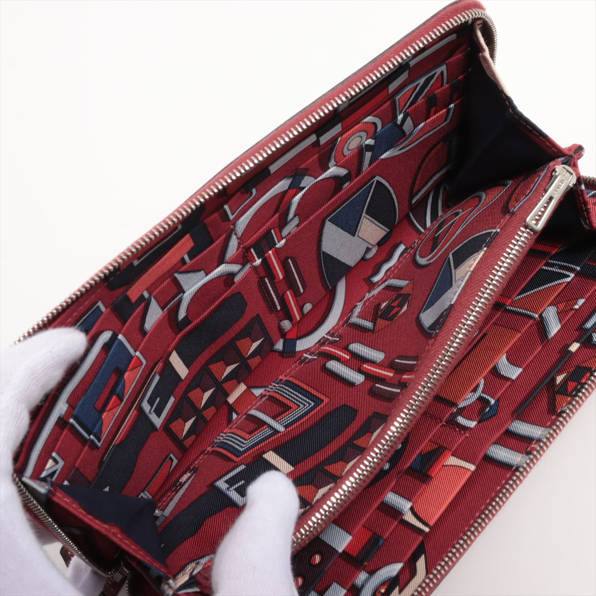 Hermès Azap Long Silk In Veau Epsom Round-Zip-Wallet Red Silver Metal fittings X: 2016