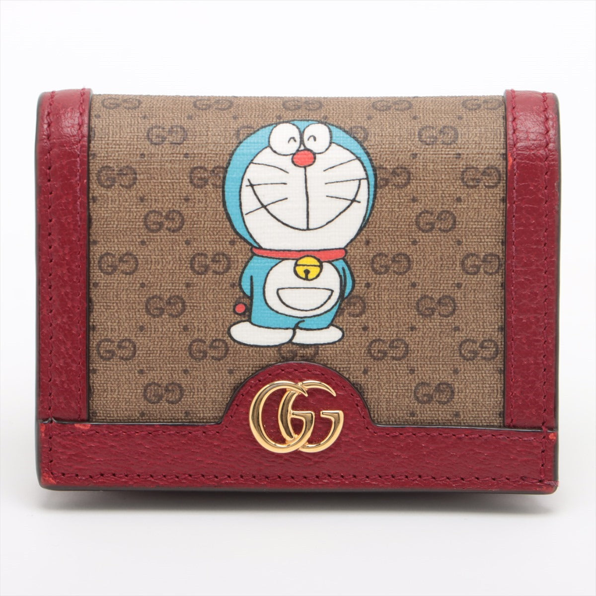 Doraemon x Gucci Micro Guccissima 647788 PVC & leather Wallet Brown x red