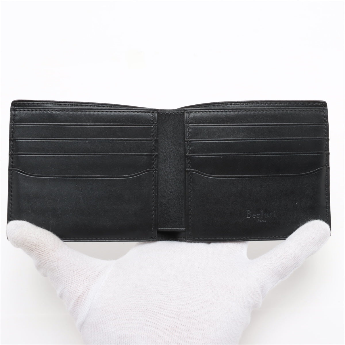 Berluti Leather Compact Wallet Navy blue La Pière Serplise Wallet