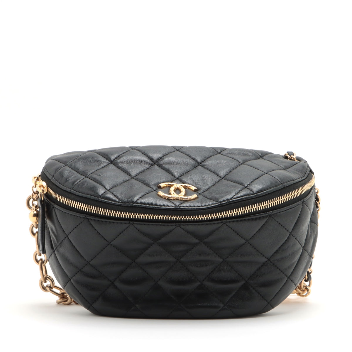 Chanel Matelasse Lambskin Sling backpack Black Gold Metal fittings