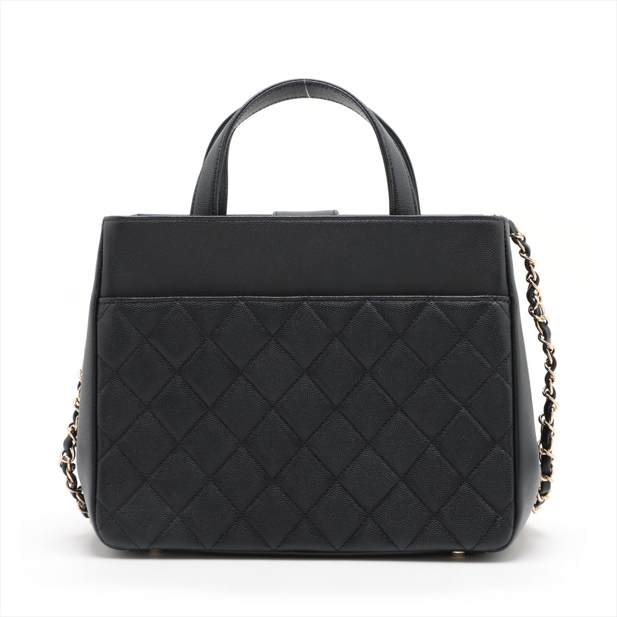 Chanel Matelasse Caviar Skin 2 Way Handbag Business Affinity Black Gold Metal Fittings 26XXXXXX