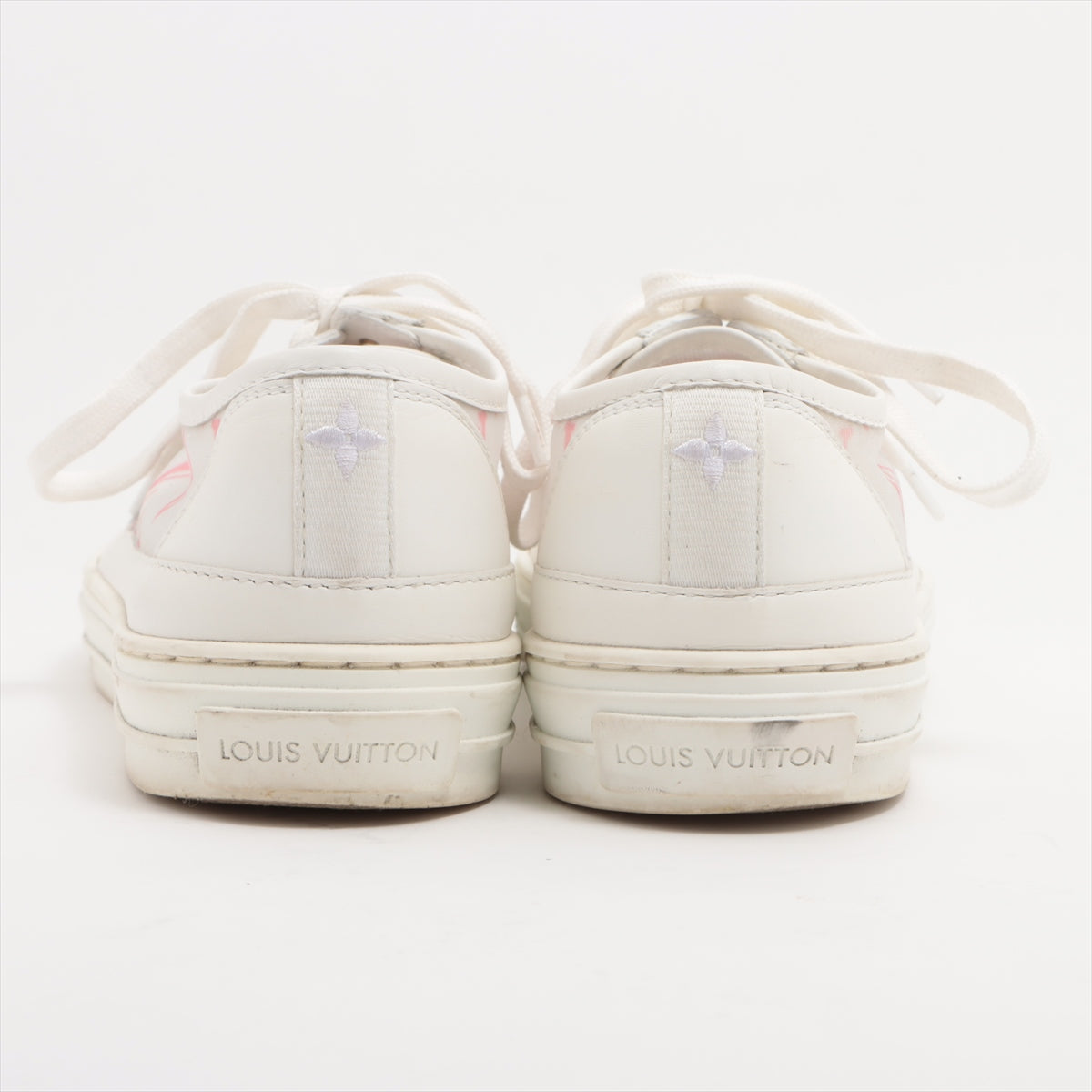 Louis Vuitton Stellar line 20 years Mesh x leather Sneakers 39 1/2 Ladies' White x pink LD0220 Monogram