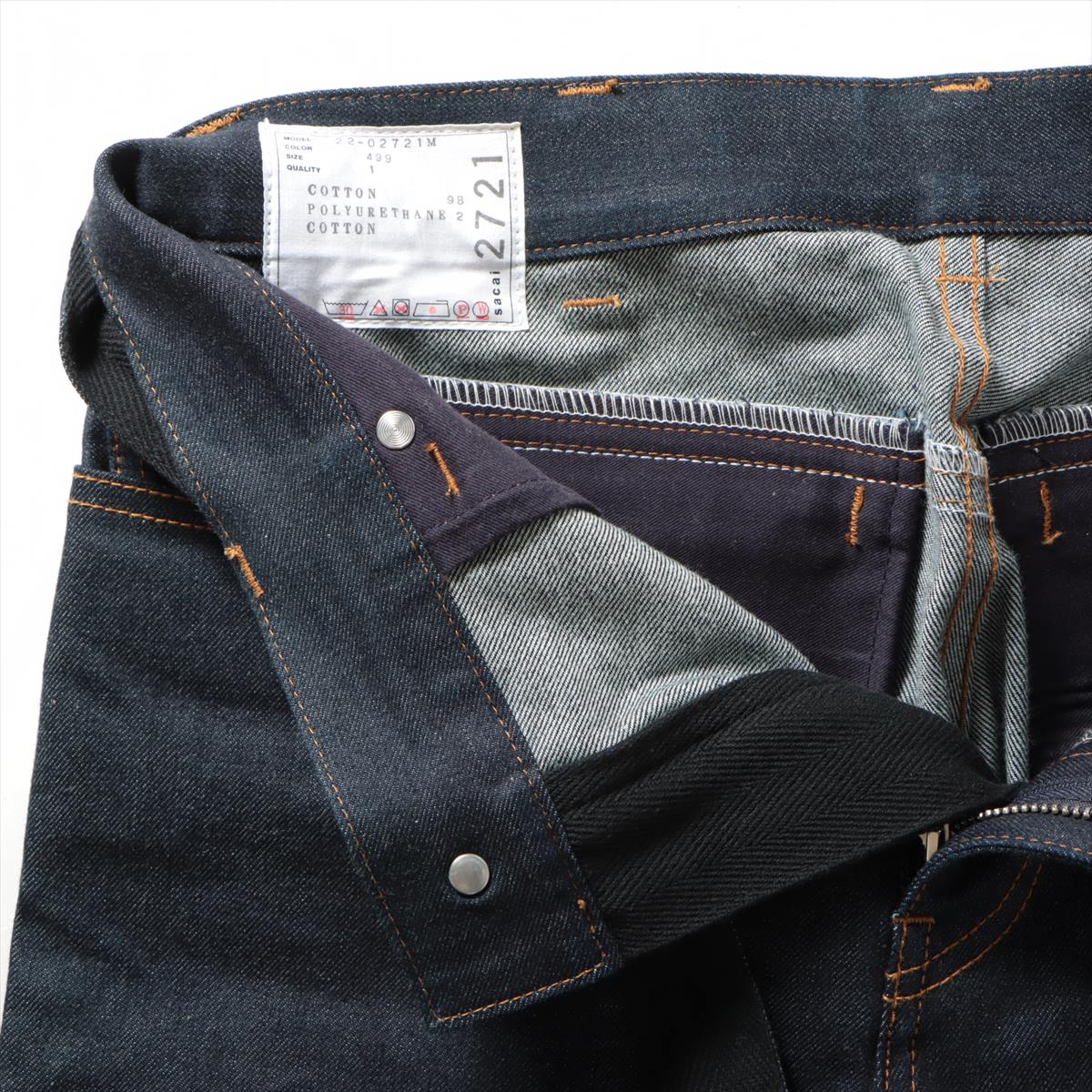 Sacai 22SS Cotton & Polyurethane Denim pants 1 Men's Blue indigo  22-02721M zip design