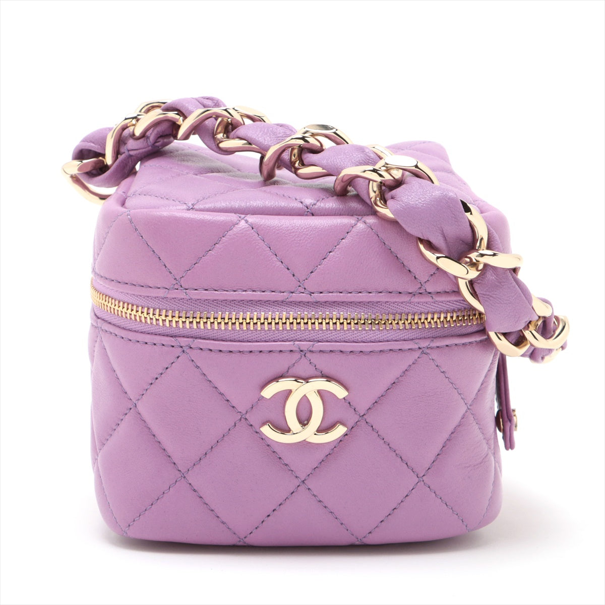 Chanel Matelasse Lambskin Chain handbag Vanity Purple Gold Metal fittings 32 series