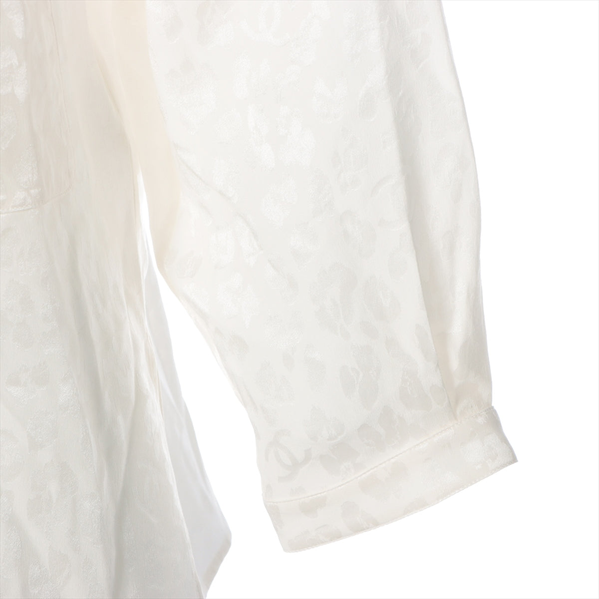 Chanel Coco Button Silk Blouse 38 Ladies' White  P75261V66669